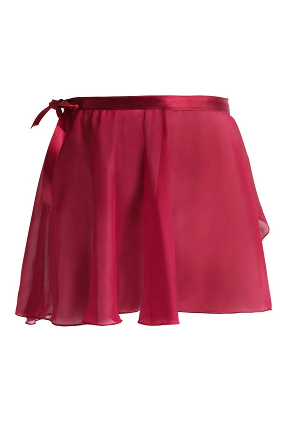 Children's Girls Chiffon Skirt Solid Color Bow Knot Loose Leisure Sports Dance Practice Flowing Skorts for 5-13 Years Kids