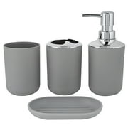 hoksml 4 Piece Bathroom Accessory Set With Soap Dispenser Pump, Toothbrush Holder, Tumbler And Soap Dish