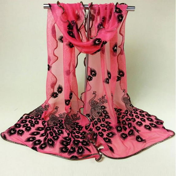 hoksml Christmas Clearance Deals Scarfs For Women Women Peacock Flower Embroidered Lace Scarf Long Soft Wrap Shawl Clearance