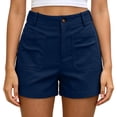 thumbnail image 1 of hoksml Classic Chino Shorts for Women - Mid Rise, Button Closure with Multi-Pockets, 1 of 6