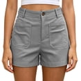 thumbnail image 1 of hoksml Classic Chino Shorts for Women - Mid Rise, Button Closure with Multi-Pockets, 1 of 6