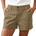thumbnail image 1 of hoksml Classic Chino Shorts for Women - Mid Rise, Button Closure with Multi-Pockets, 1 of 9