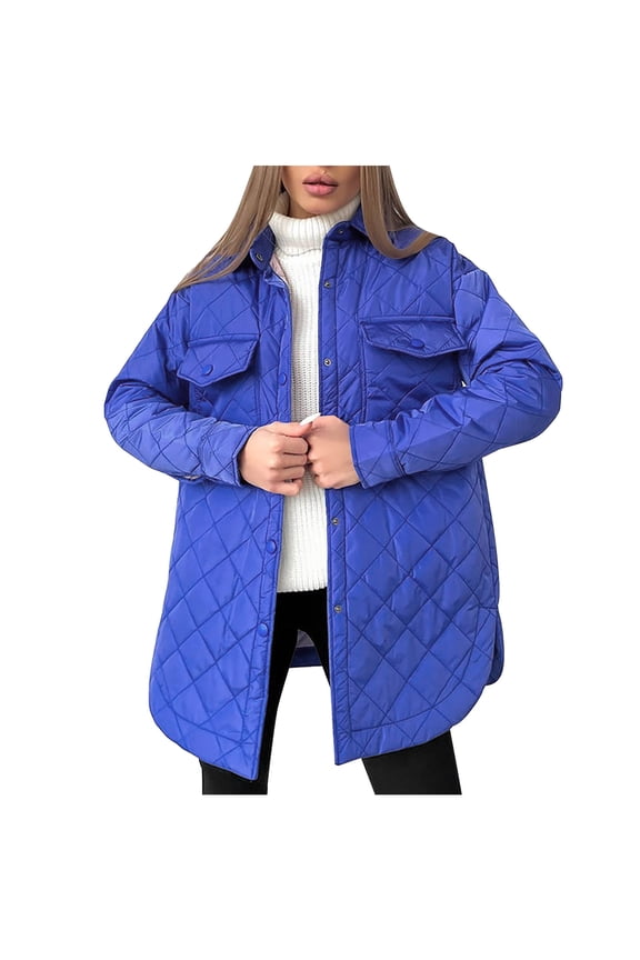 Clearance Women's Oversized Quilted Down Jackets & Parkas Thickened, Winter Cotton Jacket Solid Long-sleeve Warm Coat Padded and Thickened Winter Parkas Outwear