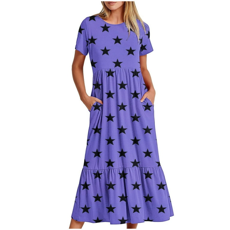 Casual Print Patchwork O Neck A Line Short Sleeve Dress Casual Print Patchwork O Neck A Line Short Sleeve Dress