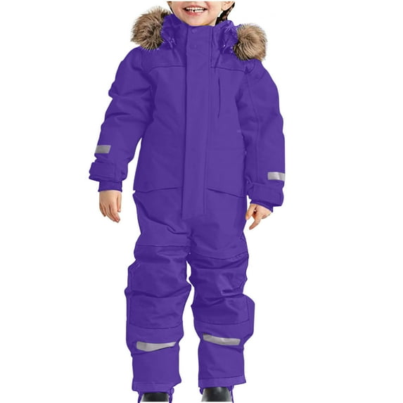 hoksml Colorful One-Piece Snowsuit for Kids All-in-One Waterproof Ski Jacket and Winter Overalls Unisex Thermal Playwear