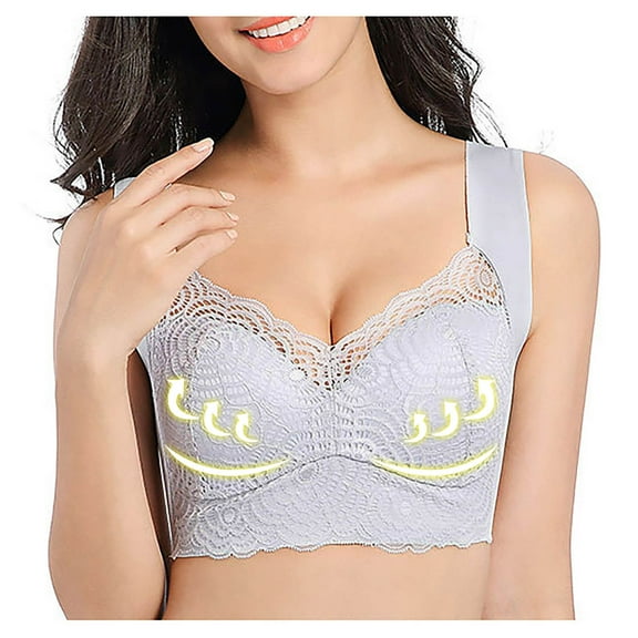 hoksml Comfortable Bras for Women,Ladies Traceless Comfortable No Steel Ring Lace Breathable Gathering Bra Woman Underwear