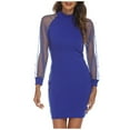 thumbnail image 1 of hoksml Fall Dresses Women Sexy Long Sleeve Mesh Pearl Panel Hip Bodycon Wrap Dress Gift, 1 of 6