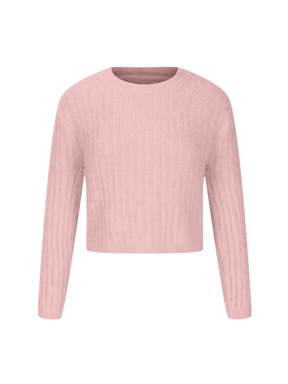 Fall Sweaters For Women, Women's Solid Color Round Neck Pullover Keep Warm Long Sleeve Sweater