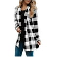 thumbnail image 1 of hoksml Fashion Women's Plaid Printed Coat Long Sleeve Cardigan Outerwear Tops Clearance, 1 of 7