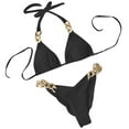 thumbnail image 1 of hoksml Flattering Swimsuits for Women,Women Summer Fashion Solid Tank Sexy Two-Piece Velvet Rhinestone Metal Chain Bikini Swimsuit Swimwear, 1 of 3