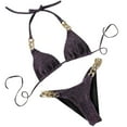 thumbnail image 1 of hoksml Flattering Swimsuits for Women,Women Summer Fashion Solid Tank Sexy Two-Piece Velvet Rhinestone Metal Chain Bikini Swimsuit Swimwear, 1 of 3