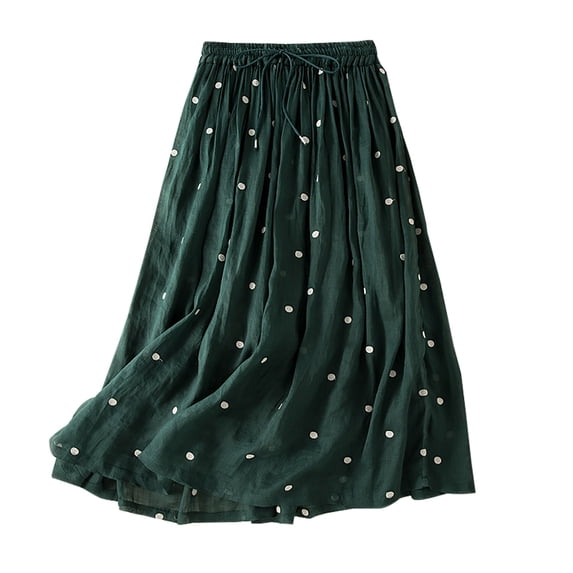 hoksml Flowy Skirt,Summer Women Fashion Printed Wave Pointt Bandage Large Skirt Short Skirt