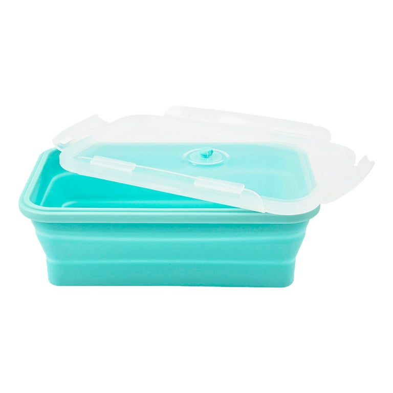 1pc 1500ml Large Capacity Blue Thermal Lunch Box With Three