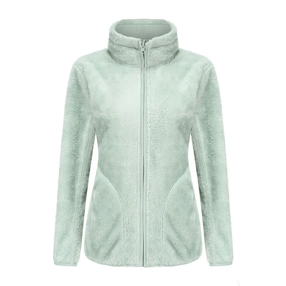 hoksml For Women And Winter Solid Color Plush Thickened Long Sleeved Cardigan Coat Tops Clearance