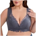 thumbnail image 1 of hoksml Front Closure Lace Bra - Seamless Wireless with Lightly Padded Push Up, Comfortable Everyday Wear, 1 of 5
