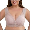 thumbnail image 1 of hoksml Front Closure Lace Bra - Seamless Wireless with Lightly Padded Push Up, Comfortable Everyday Wear, 1 of 5