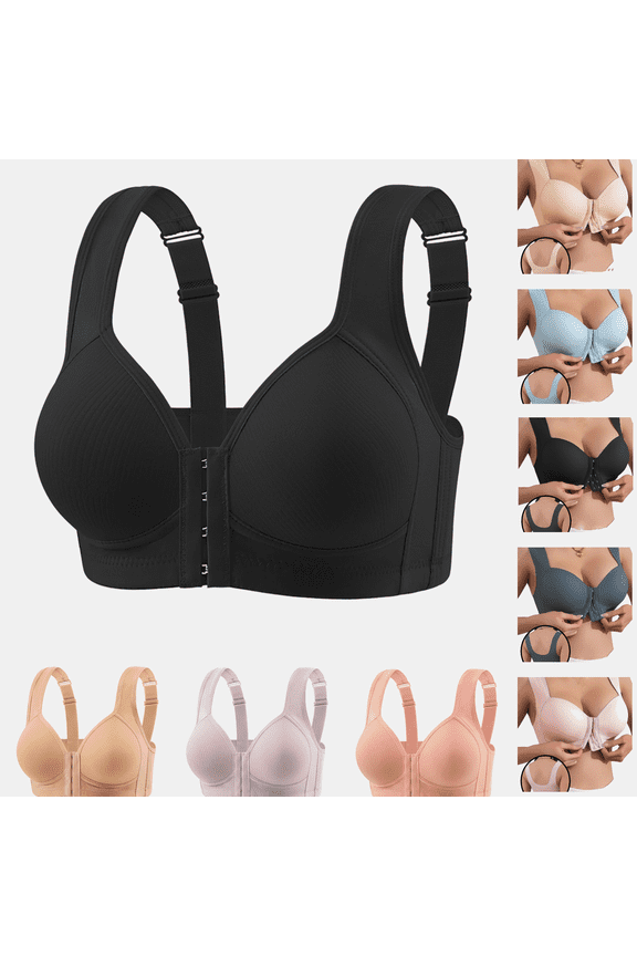 Front Closure Sports Bras, Women's Push Up Wireless Bra Padded T Shirt Bras No Underwire Lift Up Add One Cup Bralette 2025 on Clearance