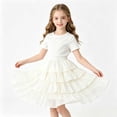 thumbnail image 1 of hoksml Girls Back to School Tiered Layered Skirt, Elastic Waist Mid-Length Flowy Skirt for Kids, 1 of 8
