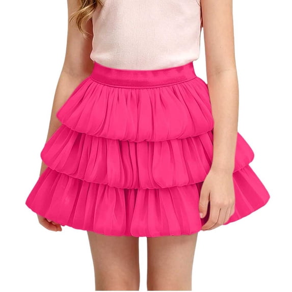 hoksml Girls Back to School Tiered Ruffle Skirt, Elastic Waist Layered Mini Skirt with Built-in Shorts for Kids