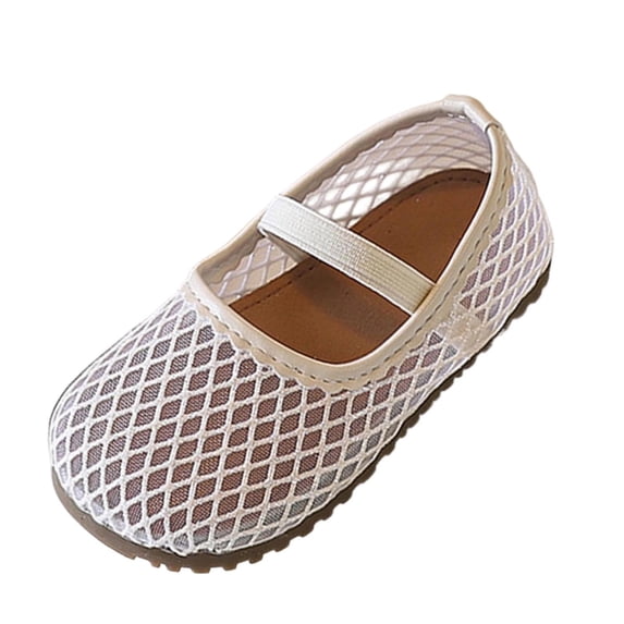 hoksml Girls Breathable Mesh Mary Jane Flats with Elastic Strap, Lightweight Non Slip Summer Shoes for Kids Casual and Daily Wear