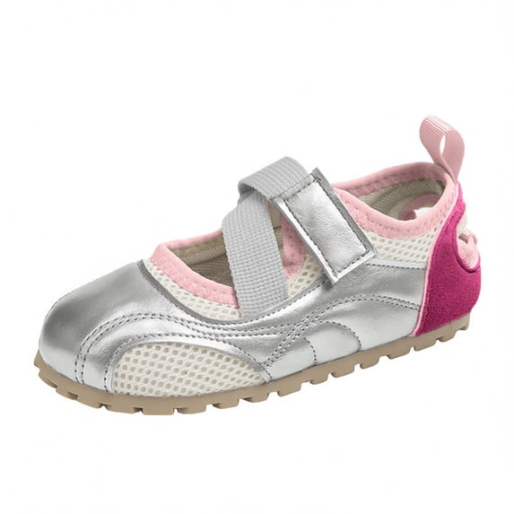 hoksml Girls Breathable Mesh Mary Jane Sneakers with Adjustable Hook and Loop Strap, Lightweight Non Slip Casual Shoes for Kids Outdoor Play