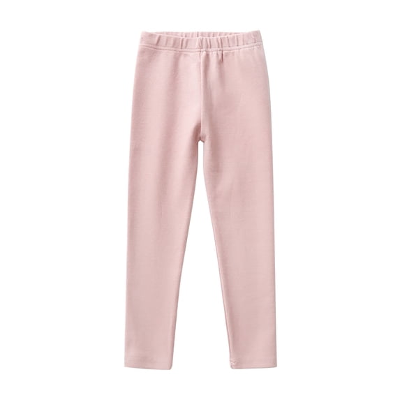 hoksml Girls' Brushed Cotton Solid Color Thermal Leggings - Warm Stretchy Comfortable Fitted Winter Base Layer Pants for Kids