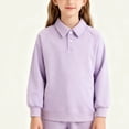 thumbnail image 1 of hoksml Girls Collared Raglan Sleeve Sweatshirt Solid Color Casual Long Sleeve Top for School and Everyday Wear, 1 of 7