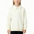 thumbnail image 1 of hoksml Girls Collared Raglan Sleeve Sweatshirt Solid Color Casual Long Sleeve Top for School and Everyday Wear, 1 of 6