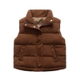 thumbnail image 1 of hoksml Girls Corduroy Puffer Vest Solid Color Stand-up Collar Winter Sleeveless Jacket for 1-12 Years Baby Kids, 1 of 4
