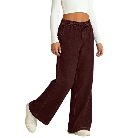 hoksml Girls Faux Denim Wide Leg Pants Drawstring Elastic Waist Casual Summer Trousers with Pockets