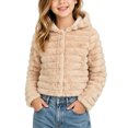 thumbnail image 1 of hoksml Girls' Hooded Jacket Button Front Long Sleeve Solid Color Warm Winter Coat, 1 of 9