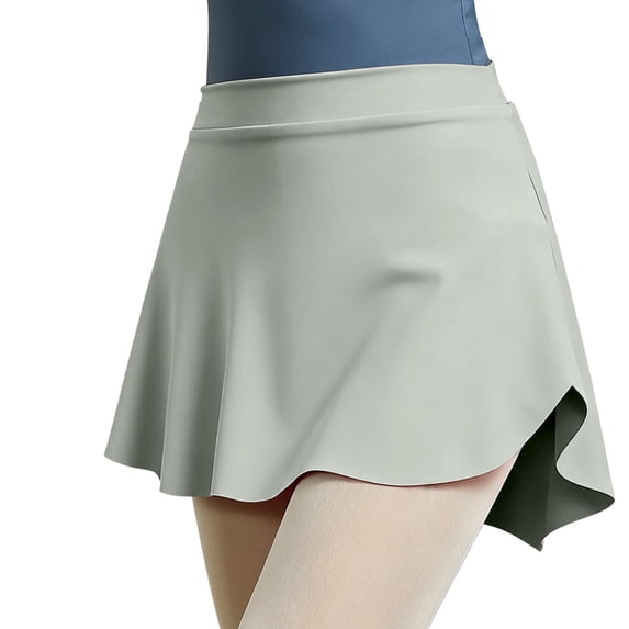 hoksml Girls' Flowy Ballet Dance Skirt, Elastic Waist A-Line Mini Skirt with Side Slit for Dance and Performance