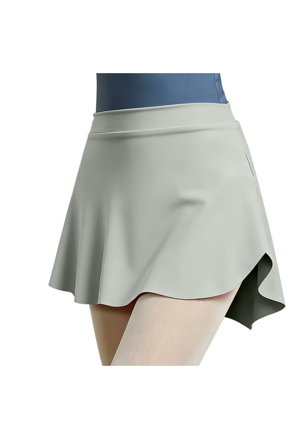 Girls' Flowy Ballet Dance Skirt, Elastic Waist A-Line Mini Skirt with Side Slit for Dance and Performance