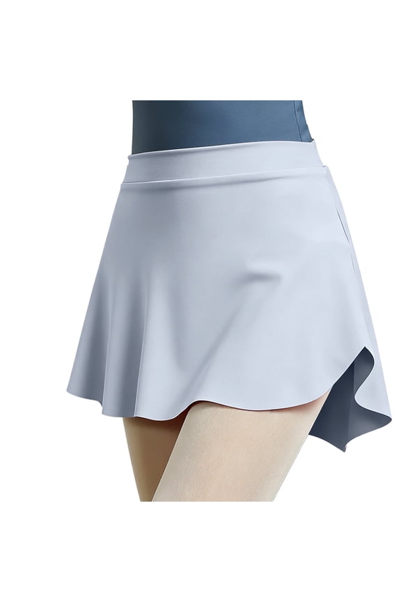 Girls' Flowy Ballet Dance Skirt, Elastic Waist A-Line Mini Skirt with Side Slit for Dance and Performance