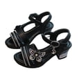 thumbnail image 1 of hoksml Girls Low Heel Sandals with Rhinestone Butterfly Toddler Little Kid Dress Sandals, 1 of 7