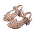 thumbnail image 1 of hoksml Girls Low Heel Sandals with Rhinestone Butterfly Toddler Little Kid Dress Sandals, 1 of 6