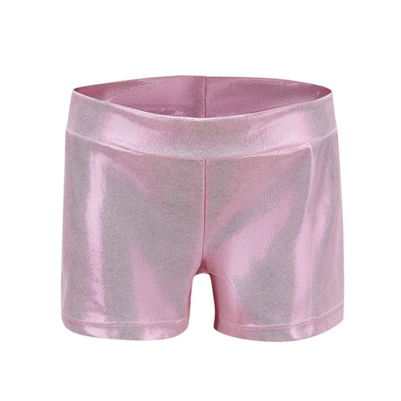 hoksml Girls Metallic Dance Shorts High Waist Stretchy Multi Color Gymnastics and Performance Safety Shorts