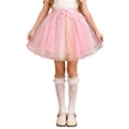 thumbnail image 1 of hoksml Girls Ombre Tulle Tutu Skirt, Elastic Waist Sparkle Flowy Mini Skirt with Satin Bow for Party and Dance Outfits, 1 of 9