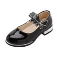 thumbnail image 1 of hoksml Girls Patent Leather Mary Jane Heels with Rhinestone Bow Toddler Little Kid Dress Shoes, 1 of 7