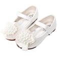 thumbnail image 1 of hoksml Girls Pearl Bow Flats Toddler Little Kid Cute Mary Jane Dress Shoes with Lace, 1 of 9
