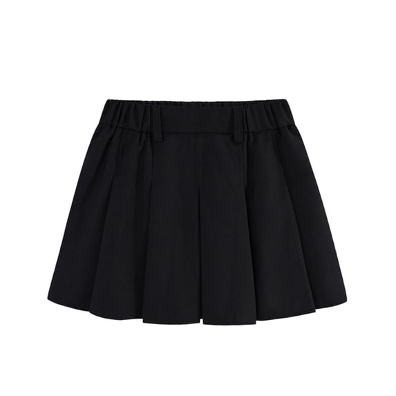 hoksml Girls Pleated School Skirt, Elastic Waist Uniform Skirt with Built In Shorts for Toddler Little Big Kids