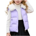 thumbnail image 1 of hoksml Girls Puffer Vest with Faux Fur Collar Big Kids Winter Sleeveless Jacket (2-12 Years) Solid Color Quilted Down Alternative Vest with Pockets, 1 of 9