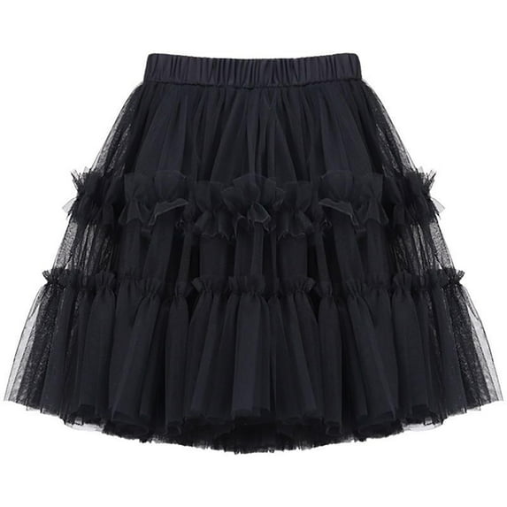 hoksml Girls Puffy Mesh Skirt Children Solid High Waist Versatile Pleated Flowing Dance Ballet Skirts Skorts