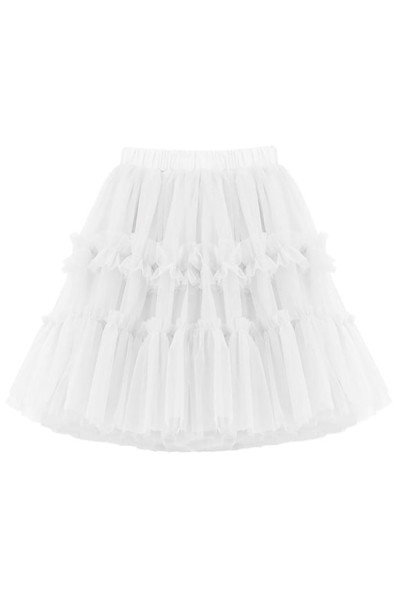 Girls Puffy Mesh Skirt Children Solid High Waist Versatile Pleated Flowing Dance Ballet Skirts Skorts