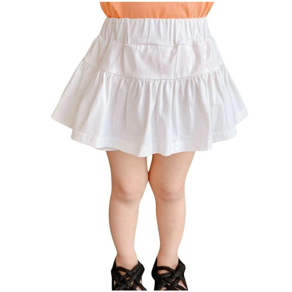 hoksml Girls' Ruffle Mini Skort, Elastic Waist A-Line Skirt with Built-In Shorts for Casual and Summer Outfits