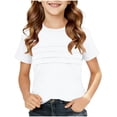 thumbnail image 1 of hoksml Girls Short Sleeve T-Shirt, Crew Neck Casual Top, Solid Color Tee for Boys and Girls for Back to School, 1 of 5