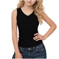 thumbnail image 1 of hoksml Girls Soft Ribbed Tank Top, V Neck Sleeveless Fitted Sports Singlet, Casual Knit Top for Kids Daily Wear, 1 of 7