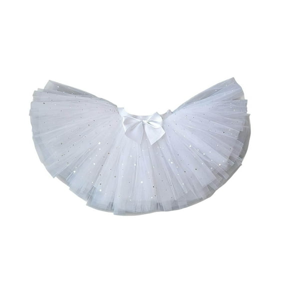 hoksml Girls Sparkle Ballet Tutu Skirt, Elastic Waist Tulle Skirt with Satin Bow for Dance and Party Outfits