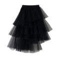 thumbnail image 1 of hoksml Girls Tulle Midi Skirt, Elastic Waist Multi Layered Asymmetric Hem Skirt for Party Dress Up and Everyday Wear, 1 of 5