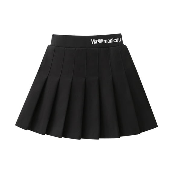 hoksml Girls Uniform Skirts Pleated Skirt Fashion College Style Half Body Skorts Solid Color High Waist Short A-line Skirt for 3-11 Years Children